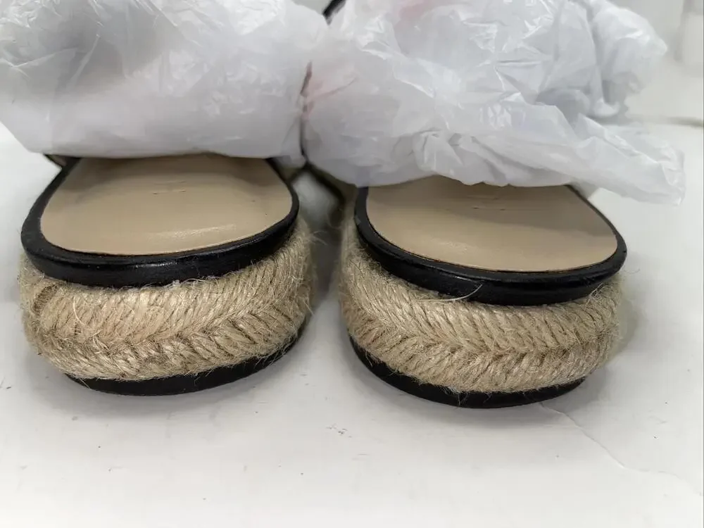H By Halston Sandals Womens Size 7.5 Savannah Black Espadrille Toe Loop